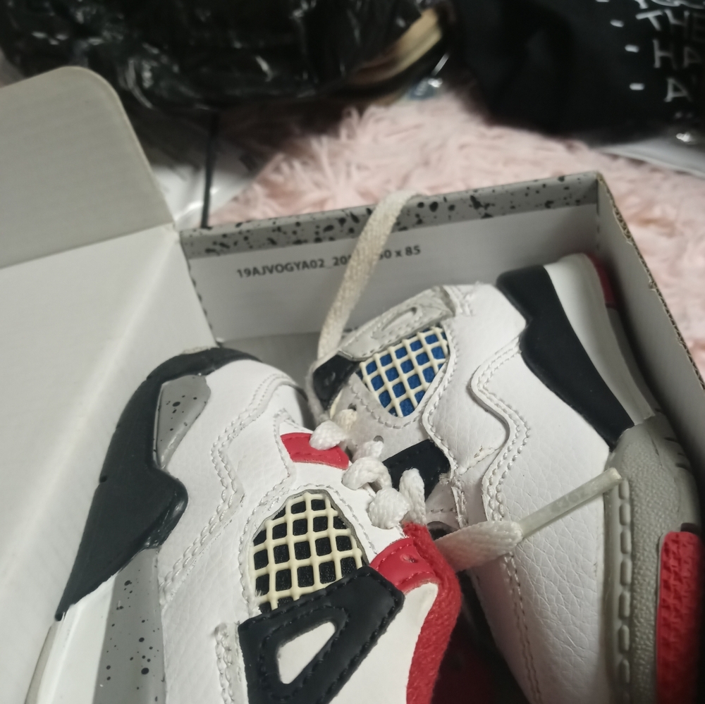 Kids White and Red Sneakers